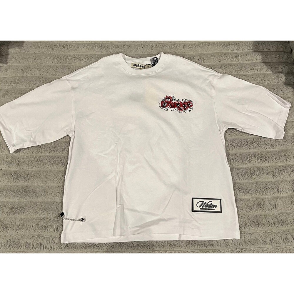 Watson Dice Roller White Oversized T-Shirt Size Large NWT Rhinestone Graphic
